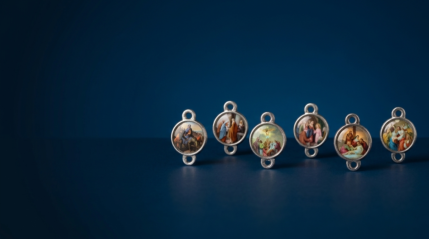 Medallas esmaltadas con las escenas de los siete dolores de la Virgen María