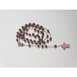 Rosario de cuentas de madera con cruz de rosa