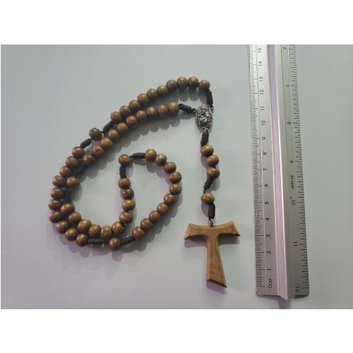 Rosario de madera de olivo con medalla