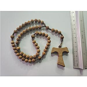 Rosario de madera de olivo con medalla