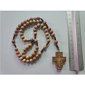 Rosario de madera de olivo con medalla