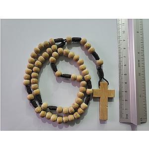 Rosario de madera de olivo con cruz sencilla