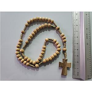Rosario de madera de olivo con cruz sencilla