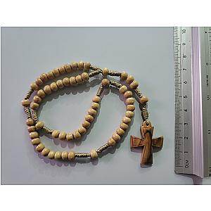 Rosario de madera de olivo con cruz sencilla