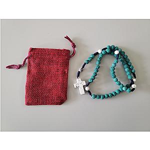Rosario de cuentas turquesas con crucifijo