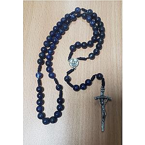 Rosario de cristal azul con crucifijo