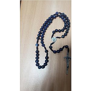 Rosario de cristal azul con crucifijo