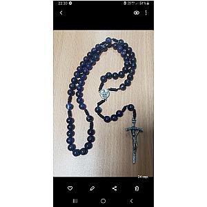 Rosario de cristal azul con crucifijo