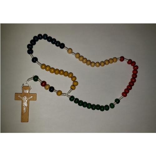 Rosario con cuentas de colores y crucifijo