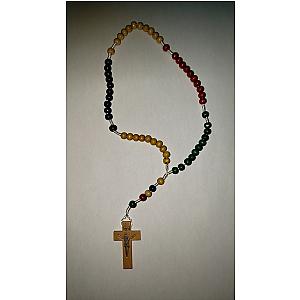 Rosario colorido con cruz de madera