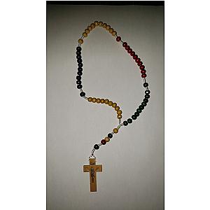 Rosario colorido con cruz de madera