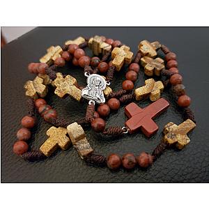 Rosario de madera con cruz de olivo