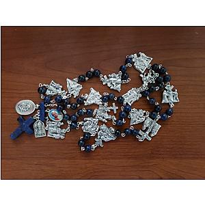 Vía Crucis con medallas de estaciones en metal plateado